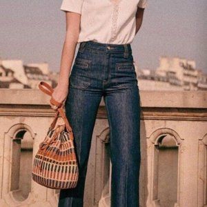 SEZANE Augusto Trousers - Indigo - Organic Cotton Size 34 US 0/2